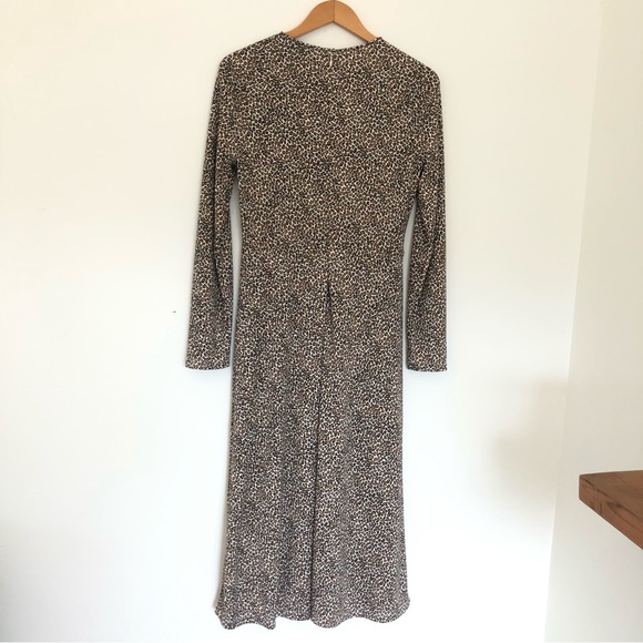 Banana Republic Leopard Print Fit and Flare Front Slit L/S MIDI Dress Sz M - Picture 10 of 16